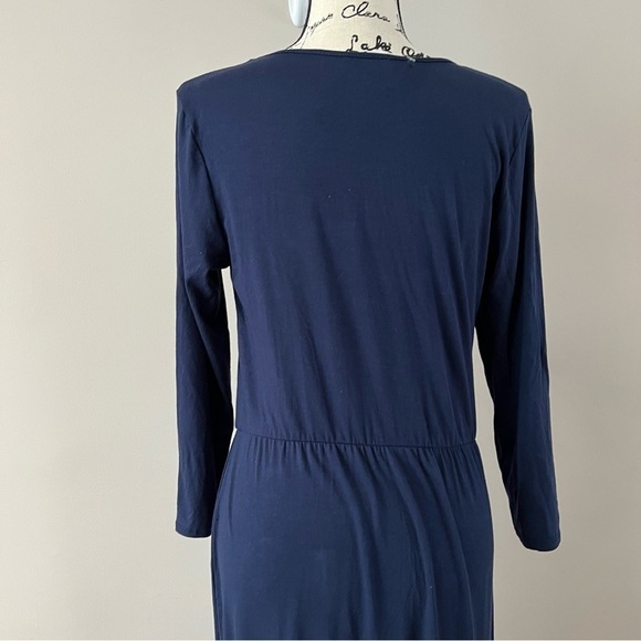 Lovappella 3/4 sleeve knit jersey maxi dress ladies size large navy blue - Picture 4 of 8